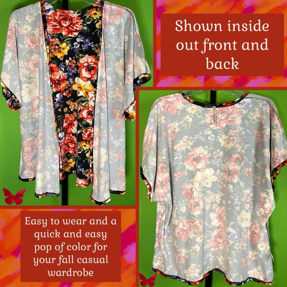 ‼️FINAL PRICE‼️NWOT S OPEN CARDIGAN BLACK&FLORAL WIDE SHORT SLEEVE WHIMSYGOTH - Picture 11 of 14